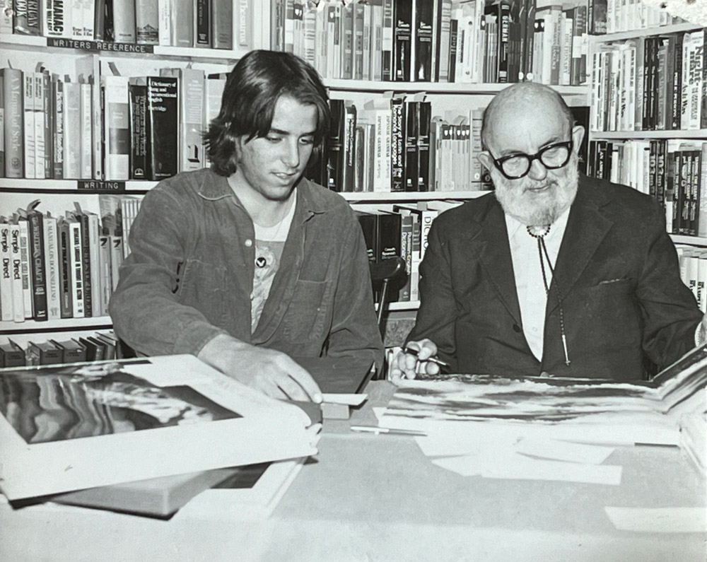 Photo of Kevin Lahey with Ansel Adams, 1976